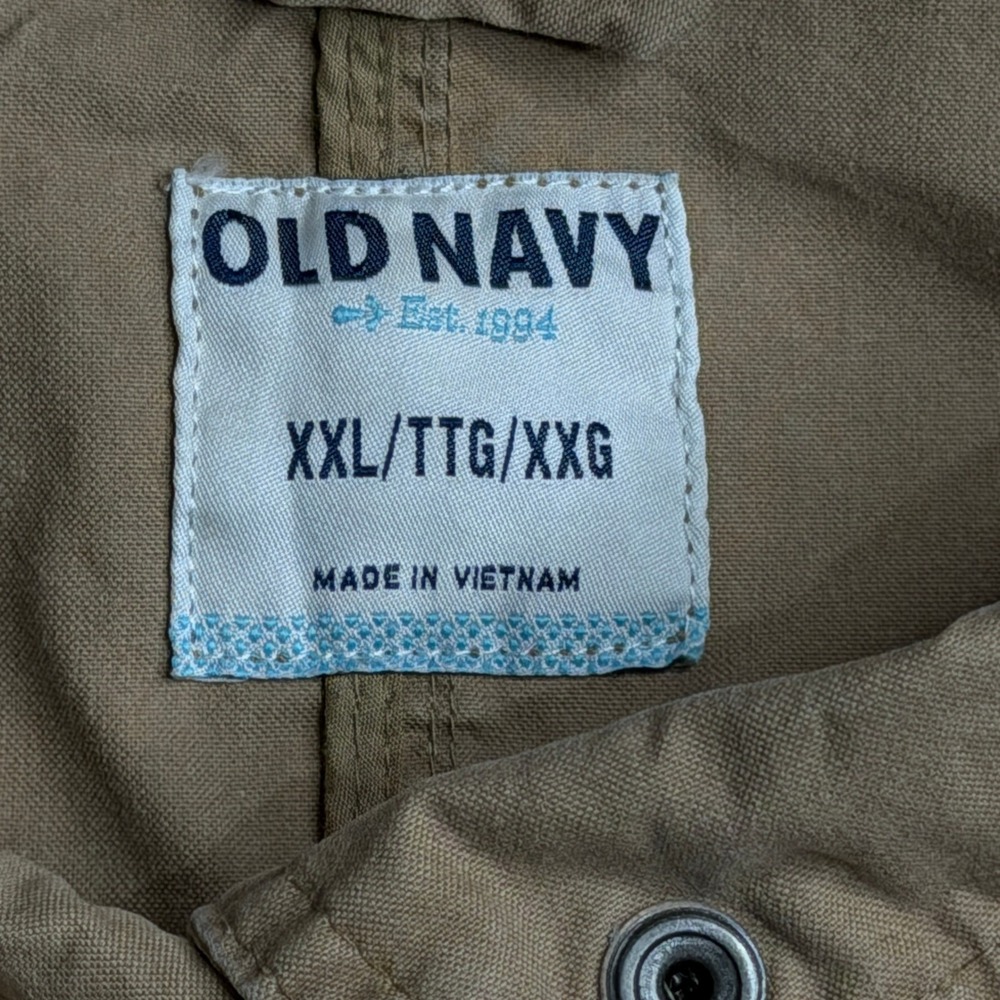 Old Navy Jacket Womens XXL Khaki Tan 100% Cotton Utility Field Drawstring Spring - Picture 3 of 7